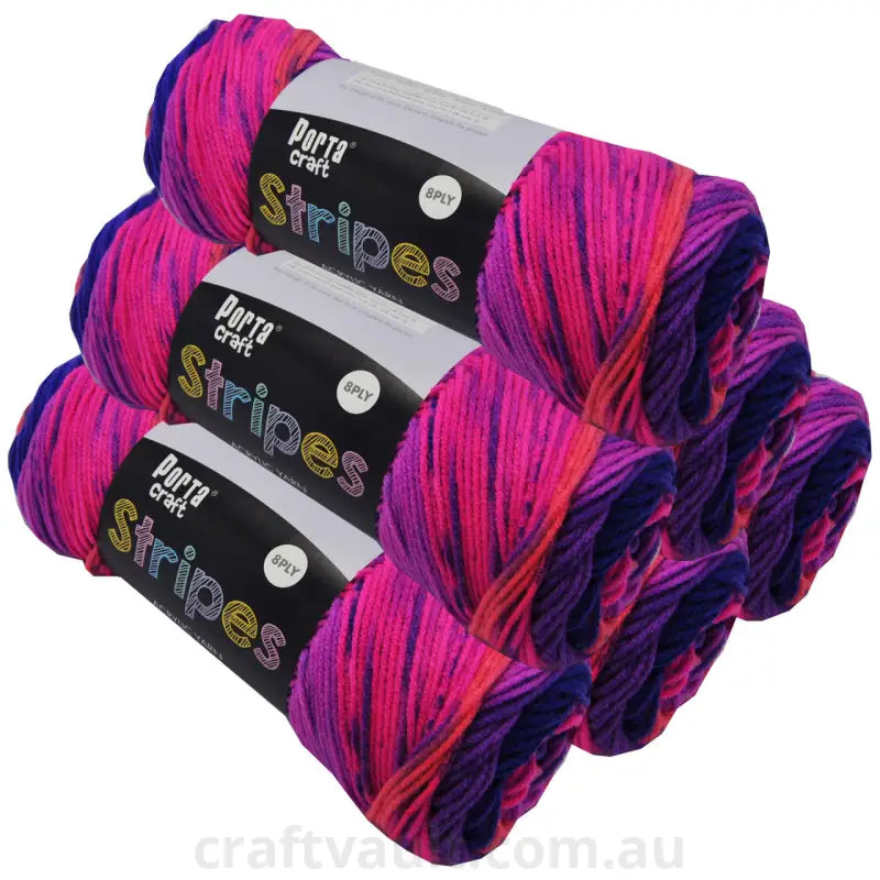 Stripes Acrylic Yarn 100g 188m 8ply Flamenco