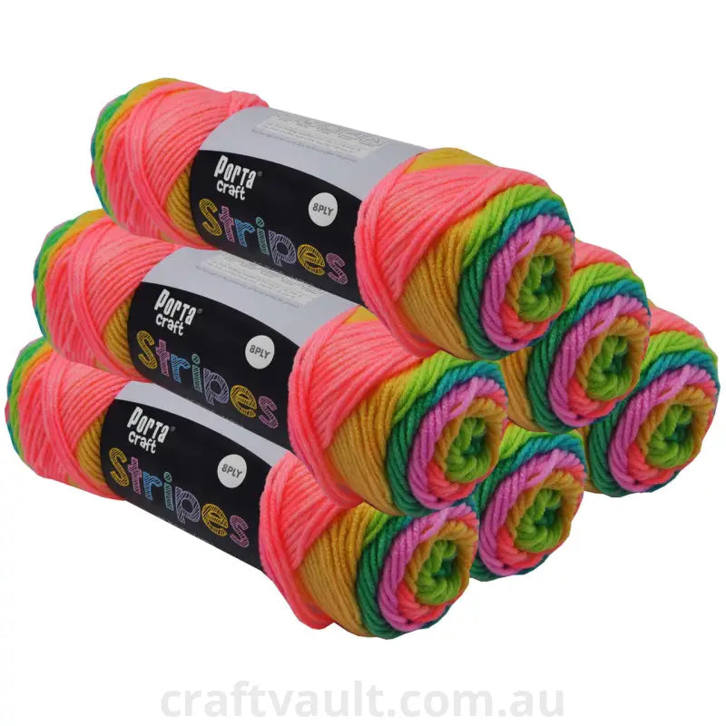 Stripes Acrylic Yarn 100g 188m 8ply Retro