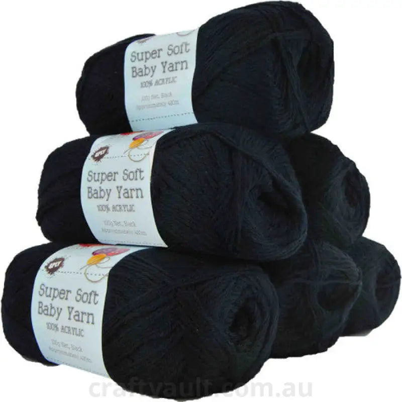Super Soft Baby Acryl Yarn 420m 4ply Black