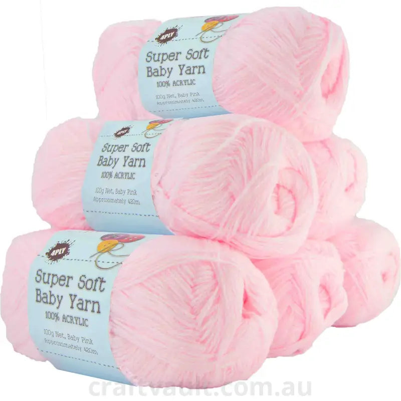 Super Soft Baby Acryl Yarn 420m 4ply Baby Pink