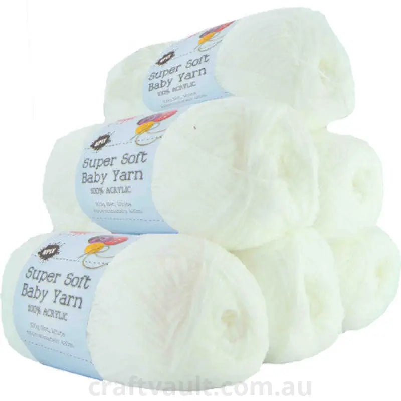 Super Soft Baby Acryl Yarn 420m 4ply White