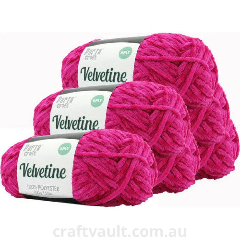 Velvetine Yarn 100g 150m Hot Pink