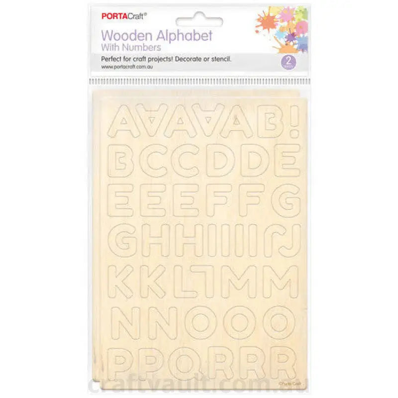 Wooden Alphabet & Number Stencil 23mm Round