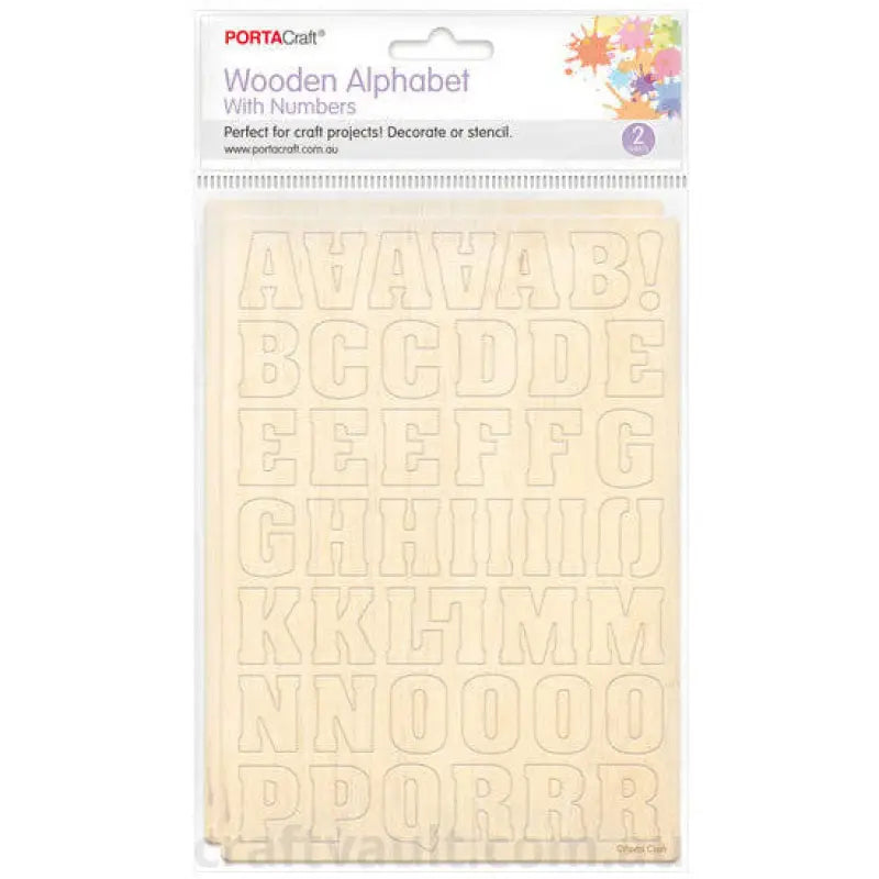 Wooden Alphabet & Number Stencil 25mm Block Serif
