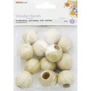 Wooden Beads 25mm Round 12pc Natural