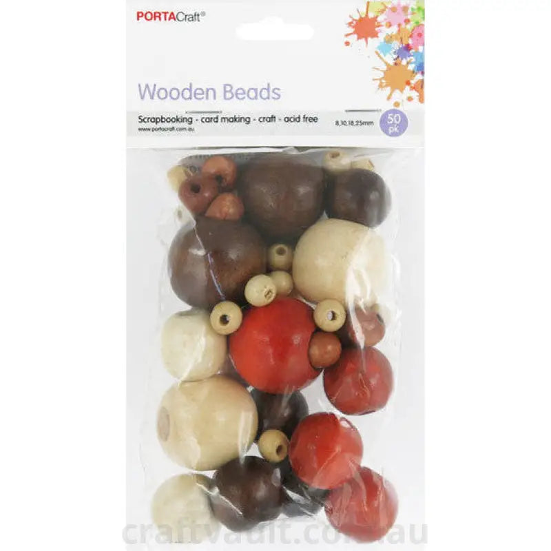 Wooden Beads  8,10,18 & 25mm 50pc Round Earth