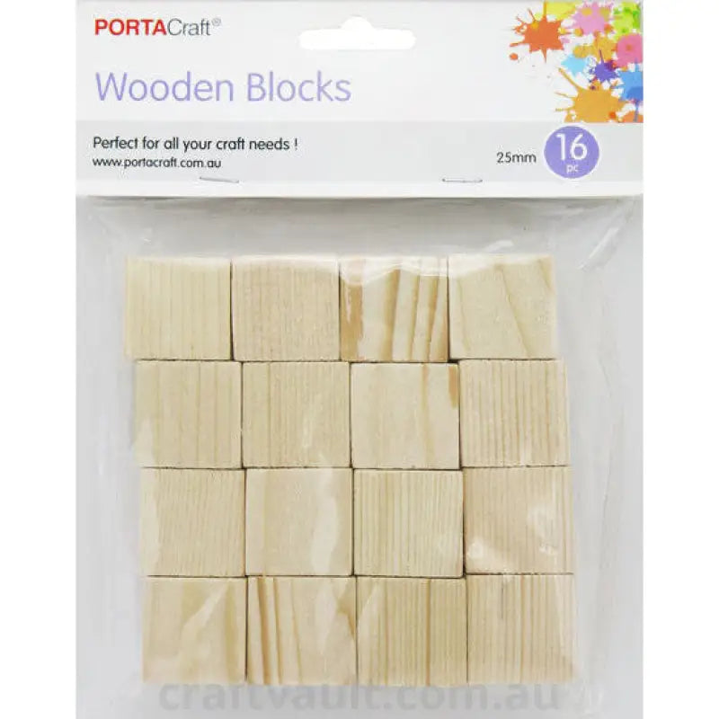 Wooden Blocks 25x25x25mm 16 Pack