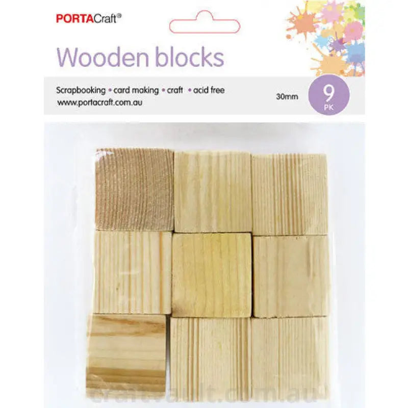 Wooden Blocks 30x30x30mm 9 Pack