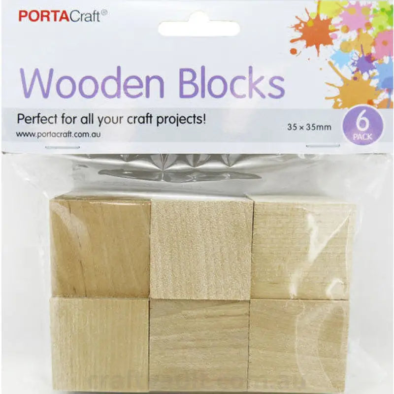 Wooden Blocks 35x35x35mm 6 Pack