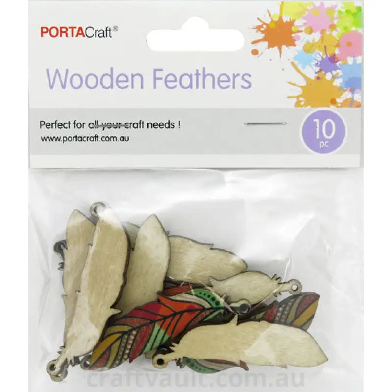 Wooden Feathers 50x15mm 10 Pack
