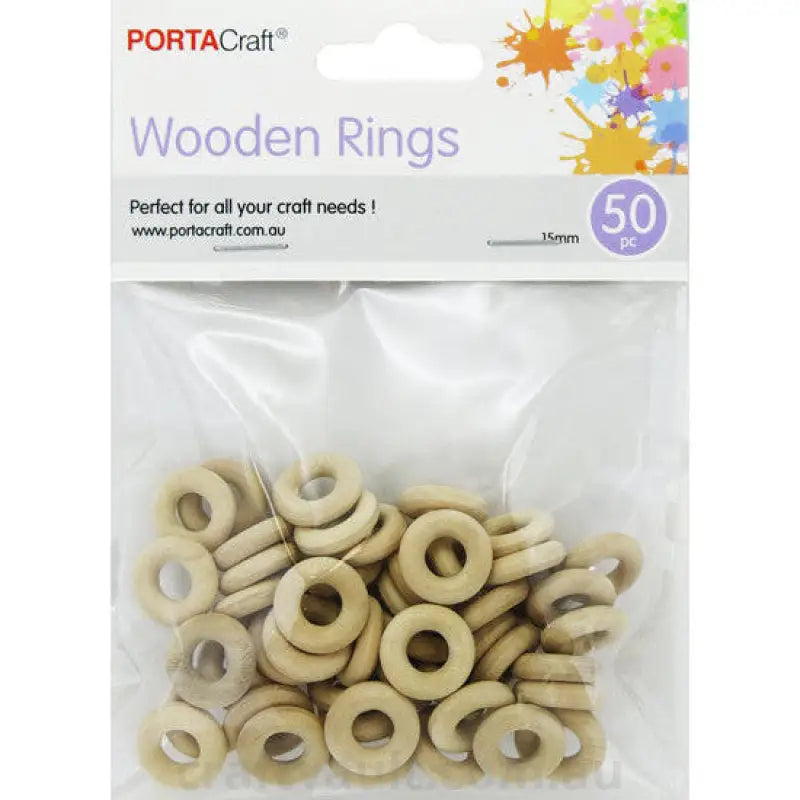 Wooden Rings 15mm 50 Pack
