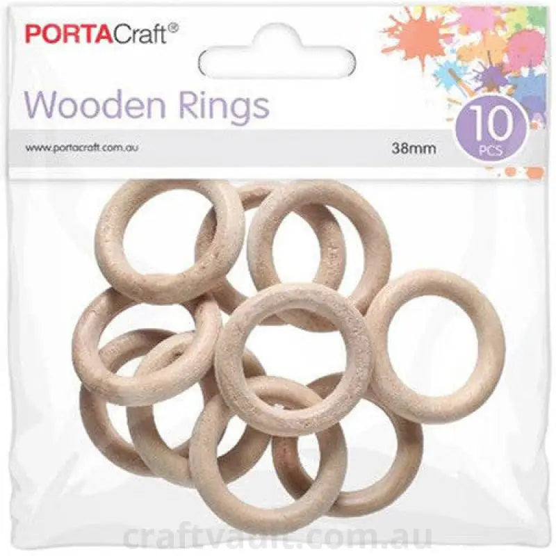 Wooden Rings 38mm 10 Pack