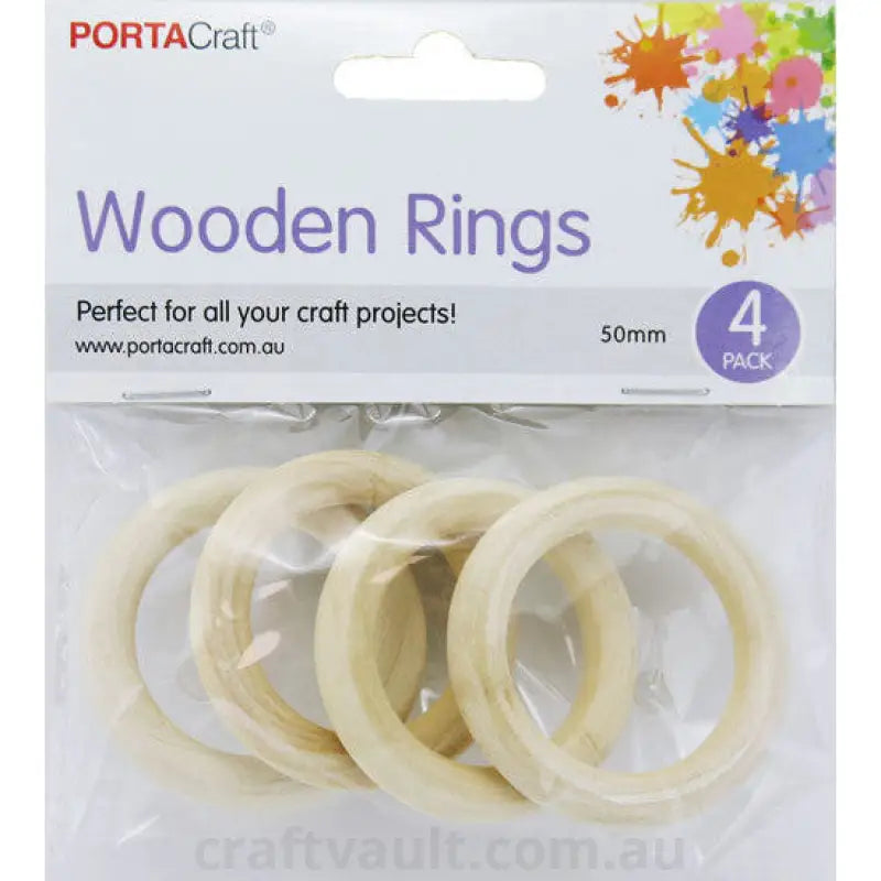 Wooden Rings 50mm 4 Pack