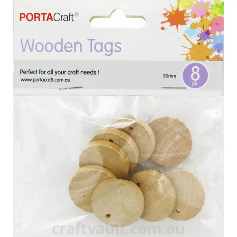 Wooden Shapes Discs With Keyhole 30mm 8 Pack