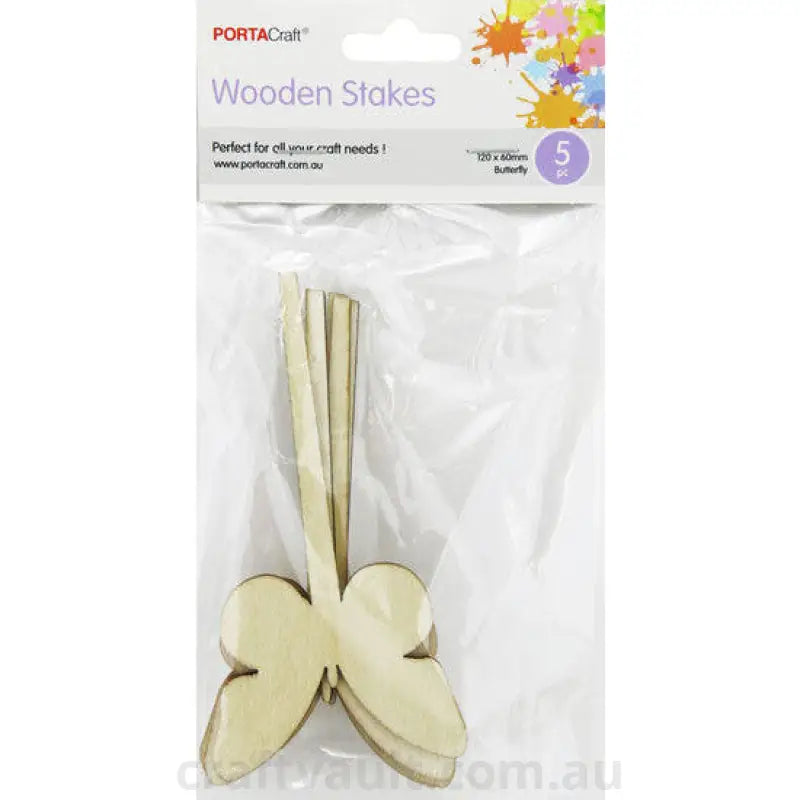 Wooden Sticks Butterflies 60x120mm 5 Pack