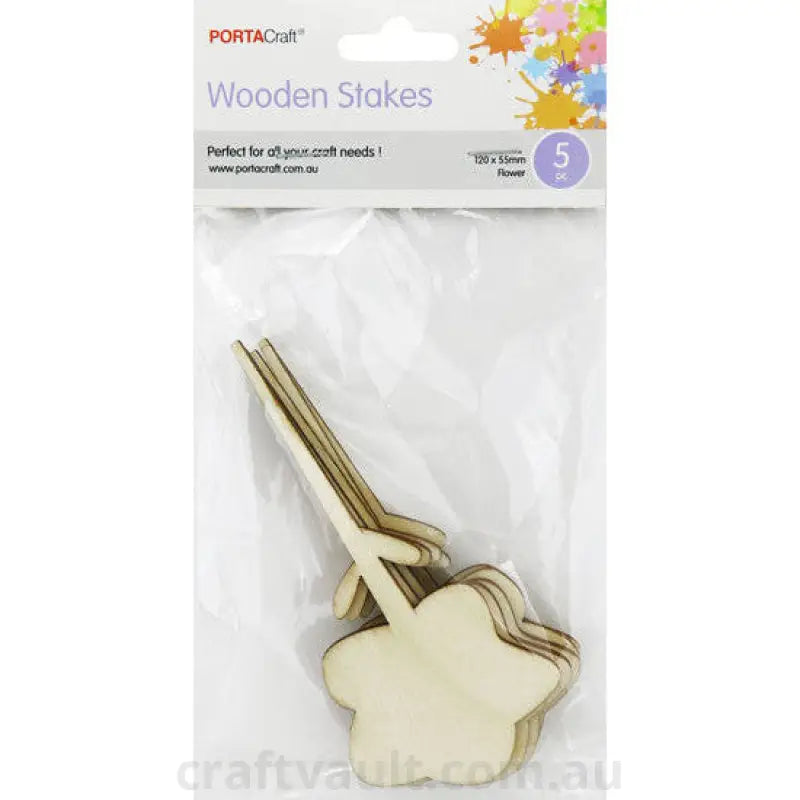 Wooden Sticks Flowers 55x120mm 5 Pack