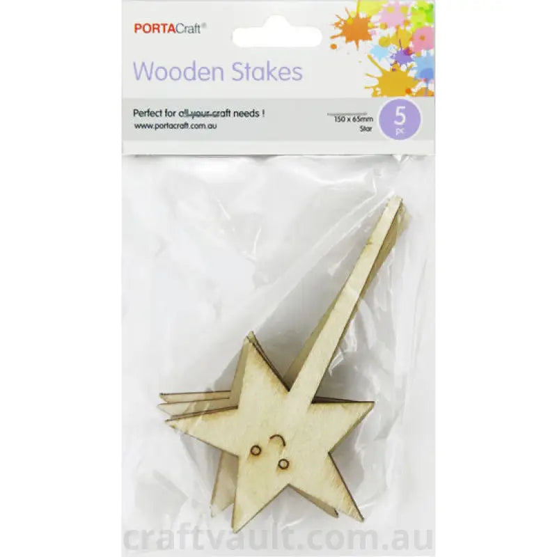 Wooden Sticks Stars 65x150mm 5 Pack