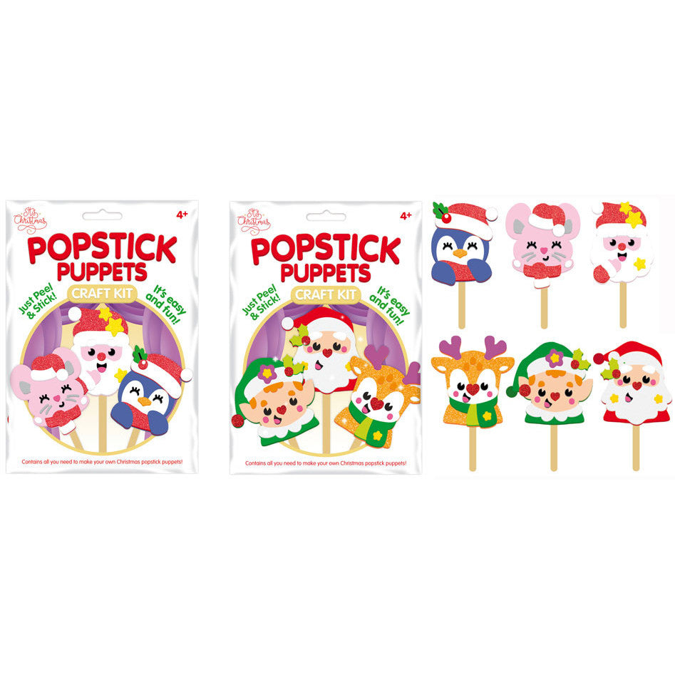 Porta Craft Christmas Foam Popstick Puppets 3pk