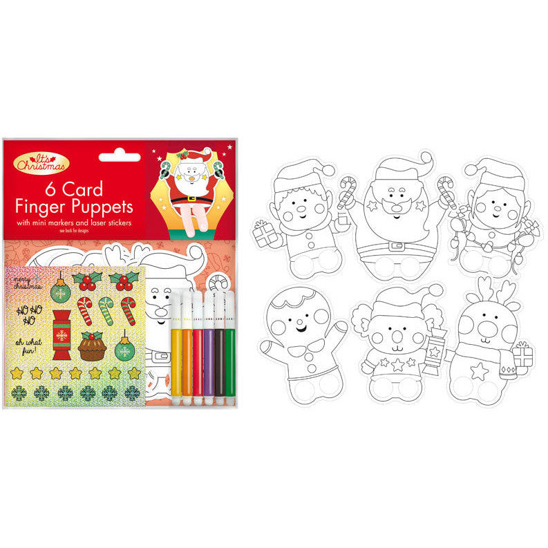 Porta Craft Colour-In Christmas Finger Puppets 6pk