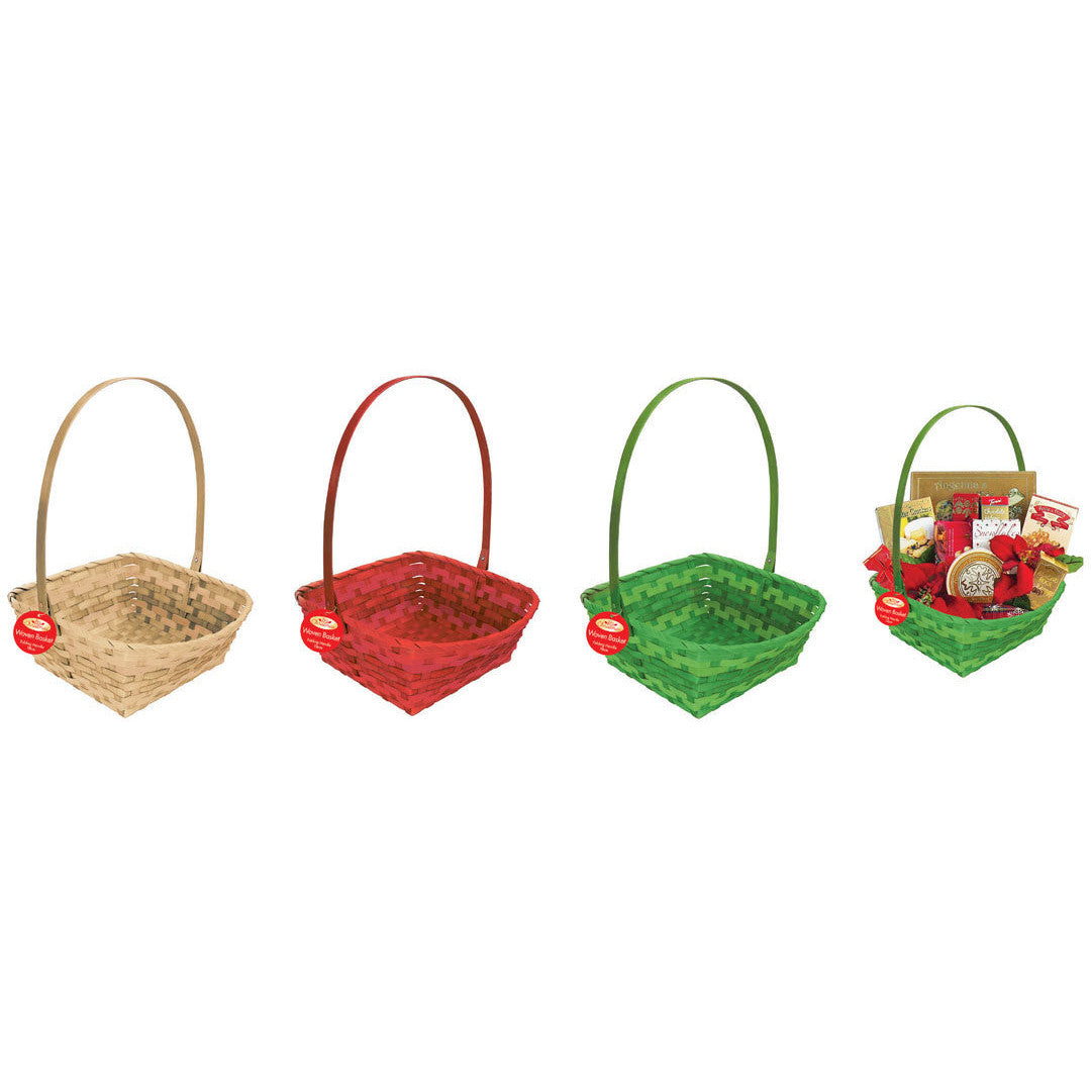 Porta Craft Square Woven Bamboo Christmas Basket 18cm