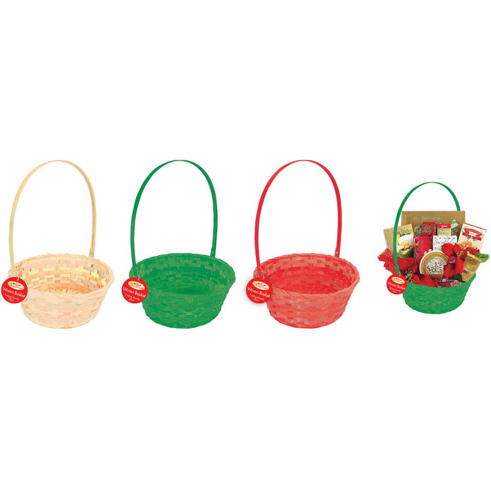 Porta Craft Round Woven Bamboo Christmas Basket 20cm