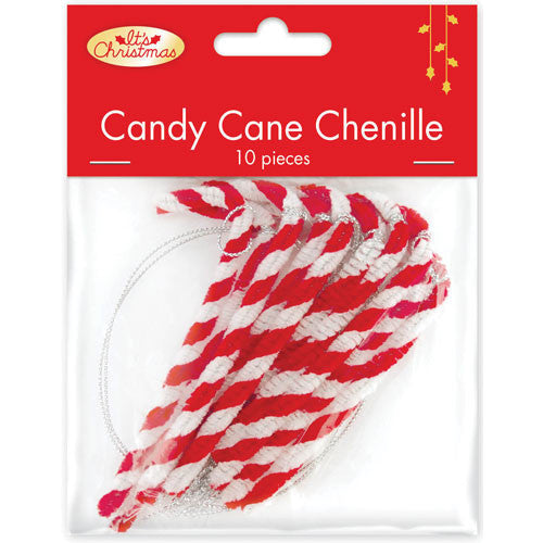 Soft pipe-cleaner style candy canes for festive tree decorations and craft