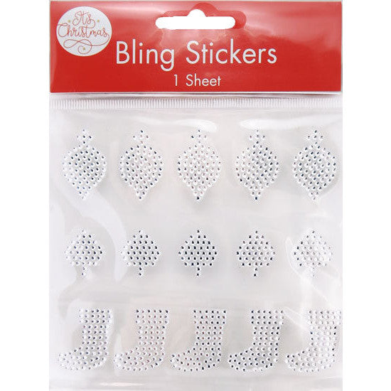 Clear Christmas Bling Stickers 15pk