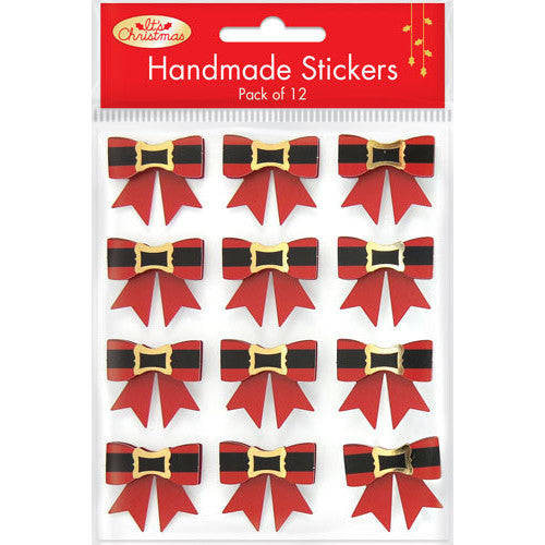 Handmade Belt Bow Stickers 12pk