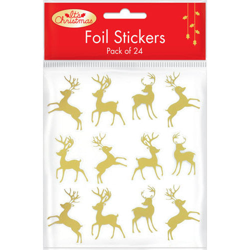 Reindeer Foil Christmas Stickers 24pk