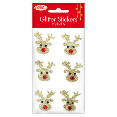 Sparkling reindeer face Christmas decals for greeting cards and scrapbooks