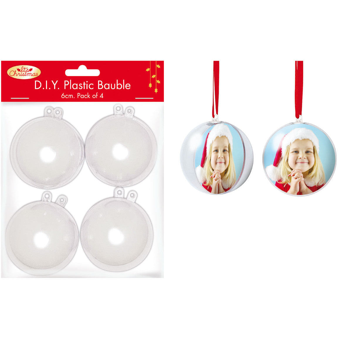 Porta Craft Fillable Clear Christmas Baubles 6cm 4pk