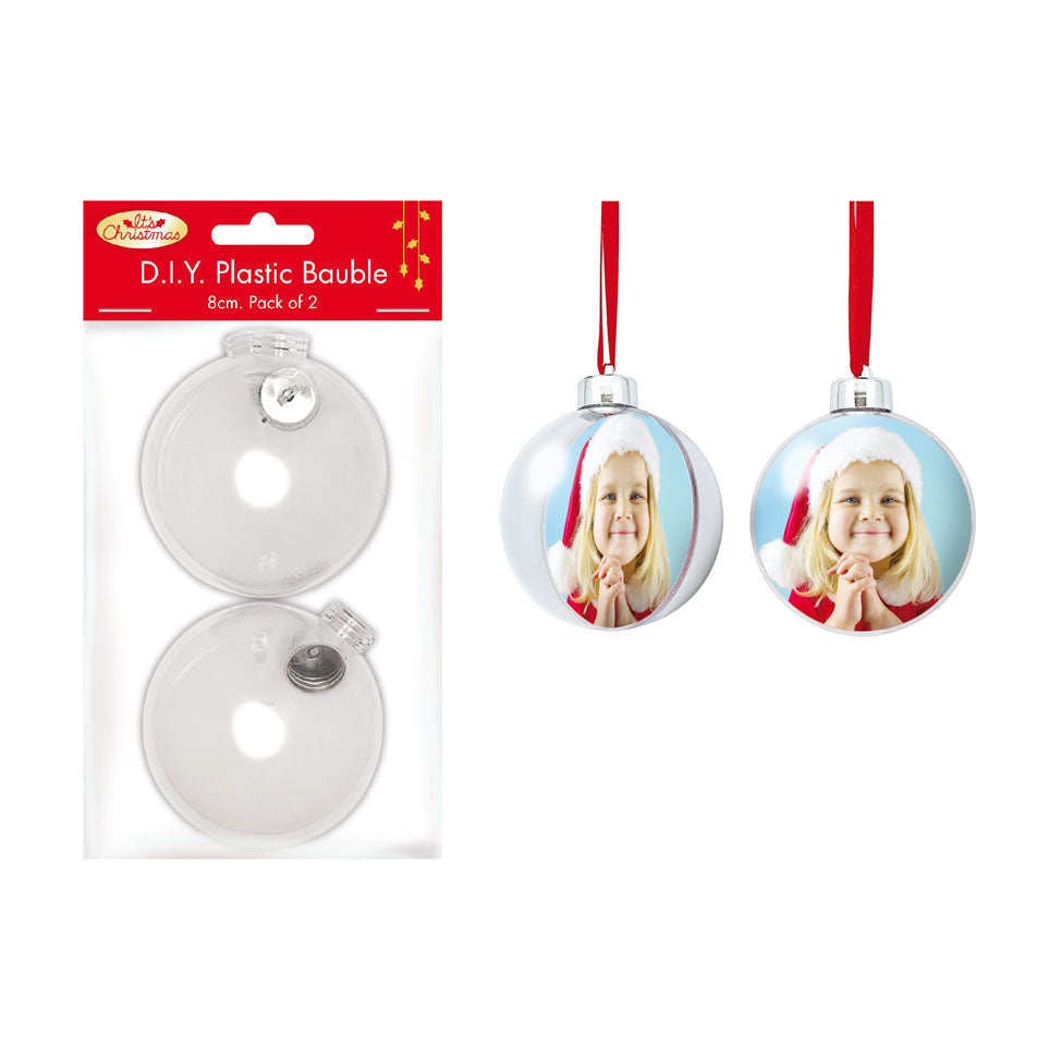 Porta Craft Fillable Clear Christmas Baubles 8cm 2pk