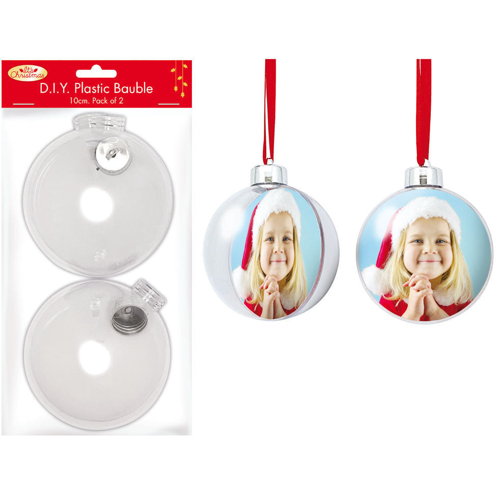 Porta Craft Fillable Clear Christmas Baubles 10cm 2pk