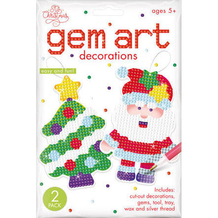 Christmas Gem Art Hanging Decorations 2pk - Tree & Santa