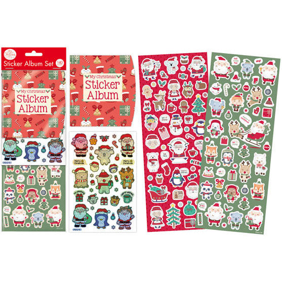 Kids' Christmas sticker collection and activity album with colourful designs