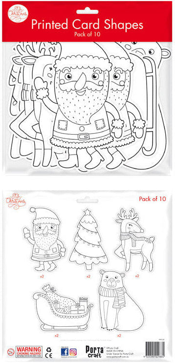 Printed Christmas Card Shapes 10pk - Set A