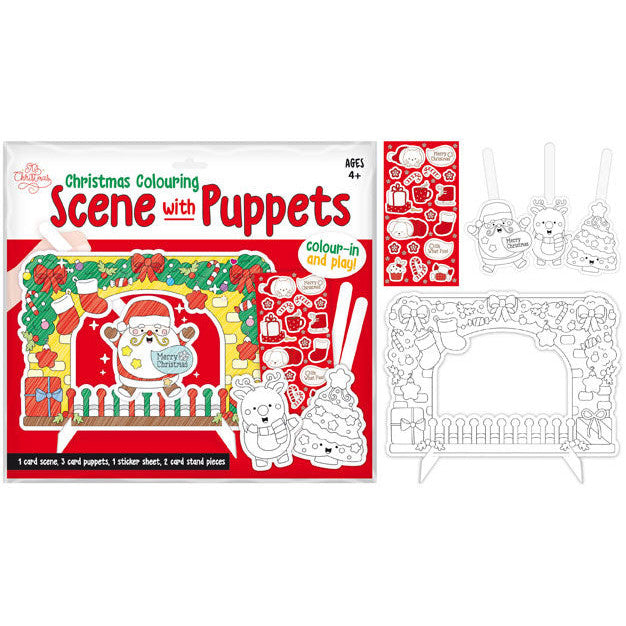 Porta Craft Colour-In Christmas Scene & Puppet Set