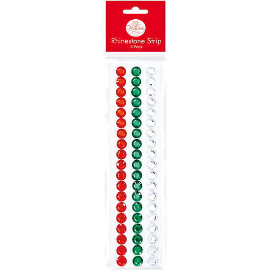 Christmas Colours Rhinestone Strips 3pk