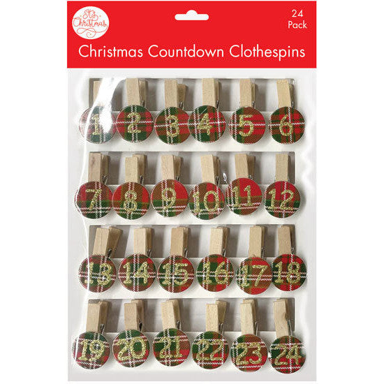 Porta Craft Christmas Countdown Pegs 24pk