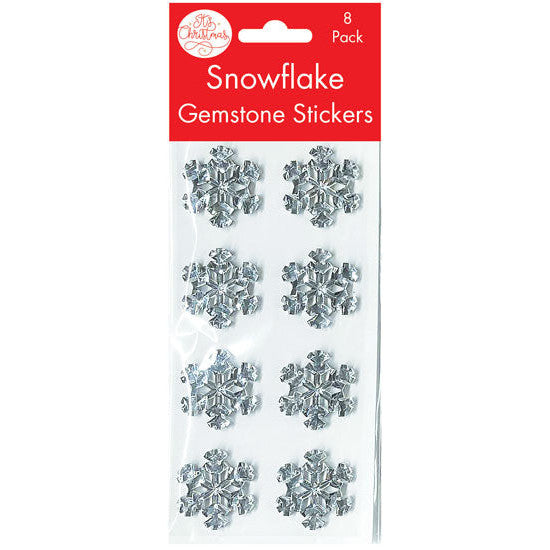 Icy sparkling snowflake Christmas gem accents for greeting cards and tags