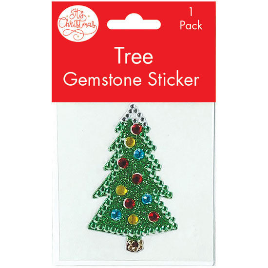 Single sparkling festive tree sticker for Christmas card making