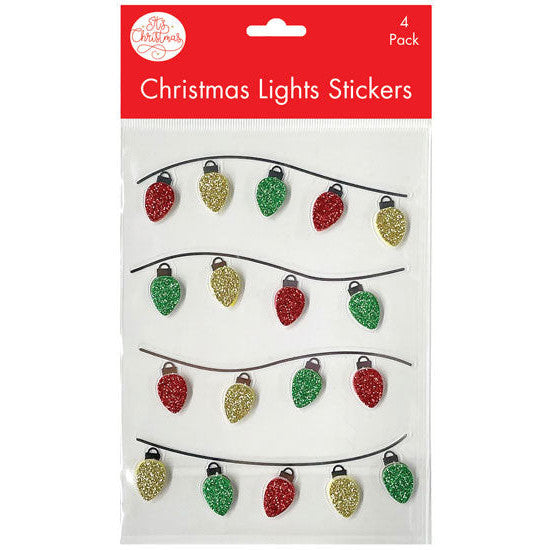 3D Christmas Light Glitter Stickers 4pk