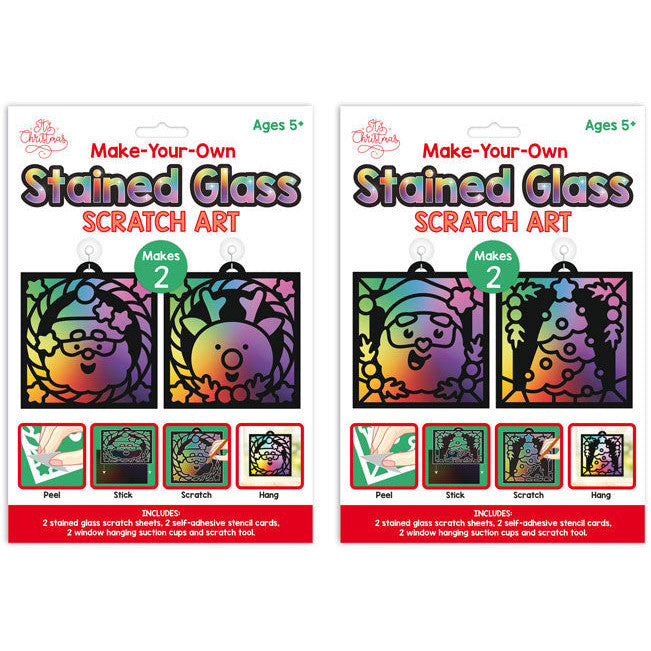 Porta Craft Christmas Stained Glass Scratch Art 2pk