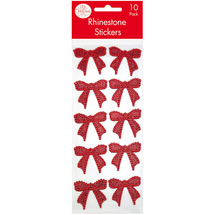 Porta Craft Red Bow Rhinestone Glitter Decals 10pk