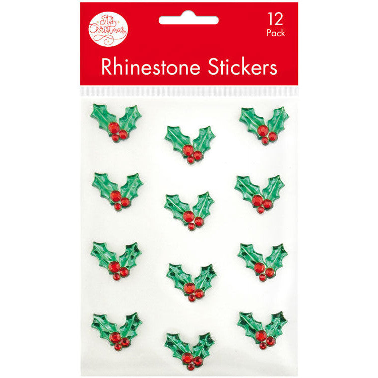 Porta Craft Holly Rhinestone Stickers 12pk