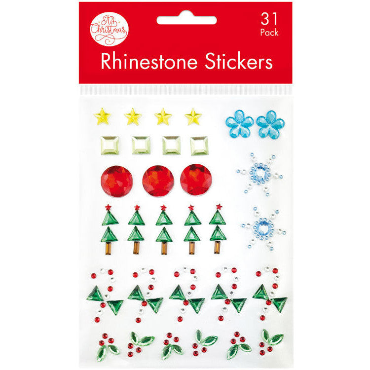 Porta Craft Christmas Rhinestone Shape Stickers 31pk