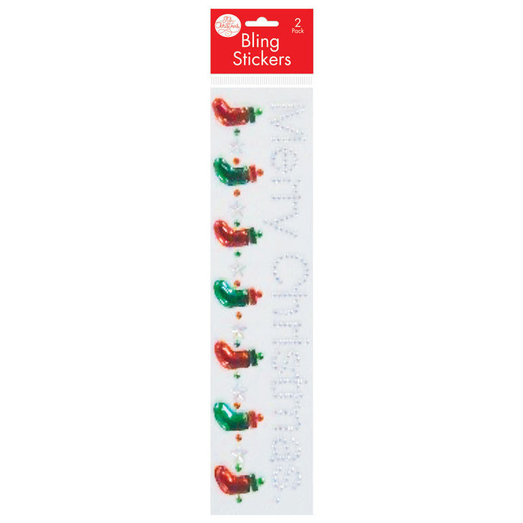 Porta Craft Bling Sticker Strips 2pk - Stockings & Merry Christmas