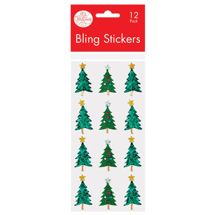 Porta Craft Glitter Christmas Tree Bling Stickers 12pk