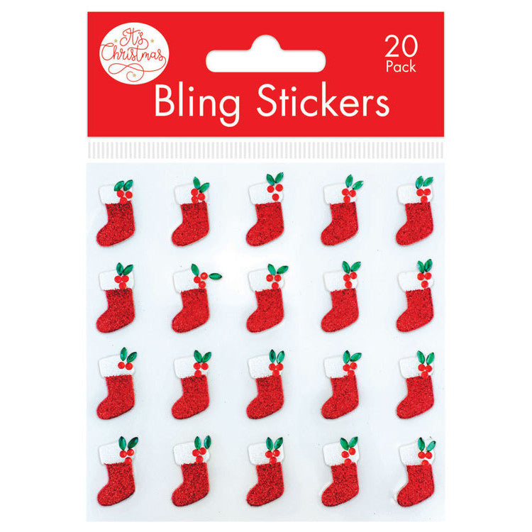 Porta Craft Christmas Stocking Bling Stickers 20pk