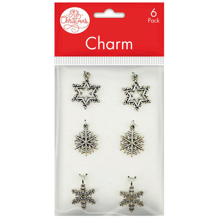 Porta Craft Metal Star & Snowflake Christmas Charms 6pk